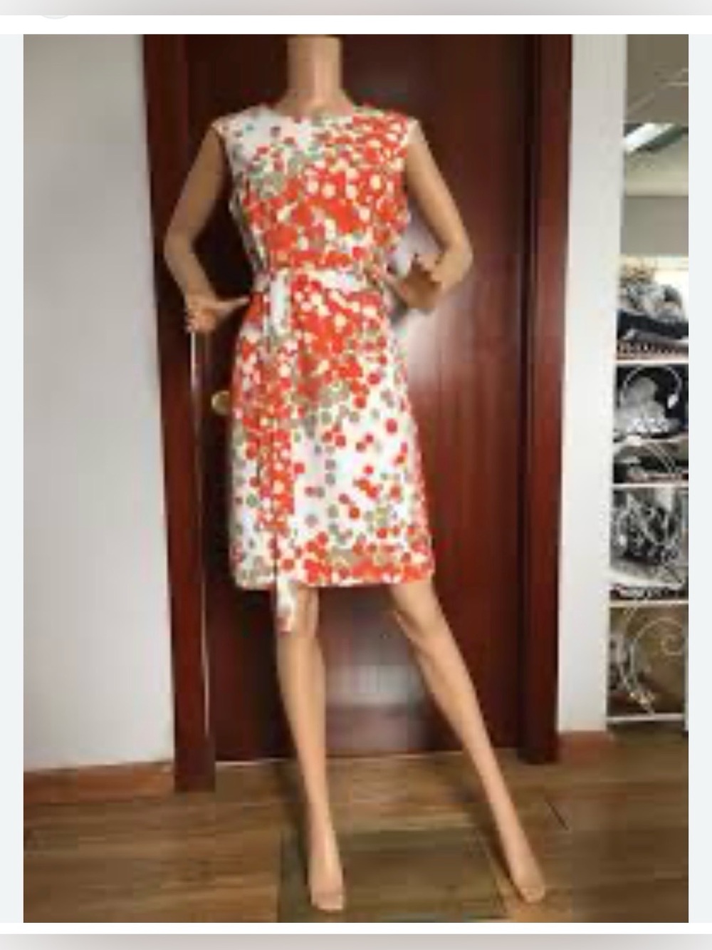 Soho Apparel Orange and White Floral Tie-Waist Dress